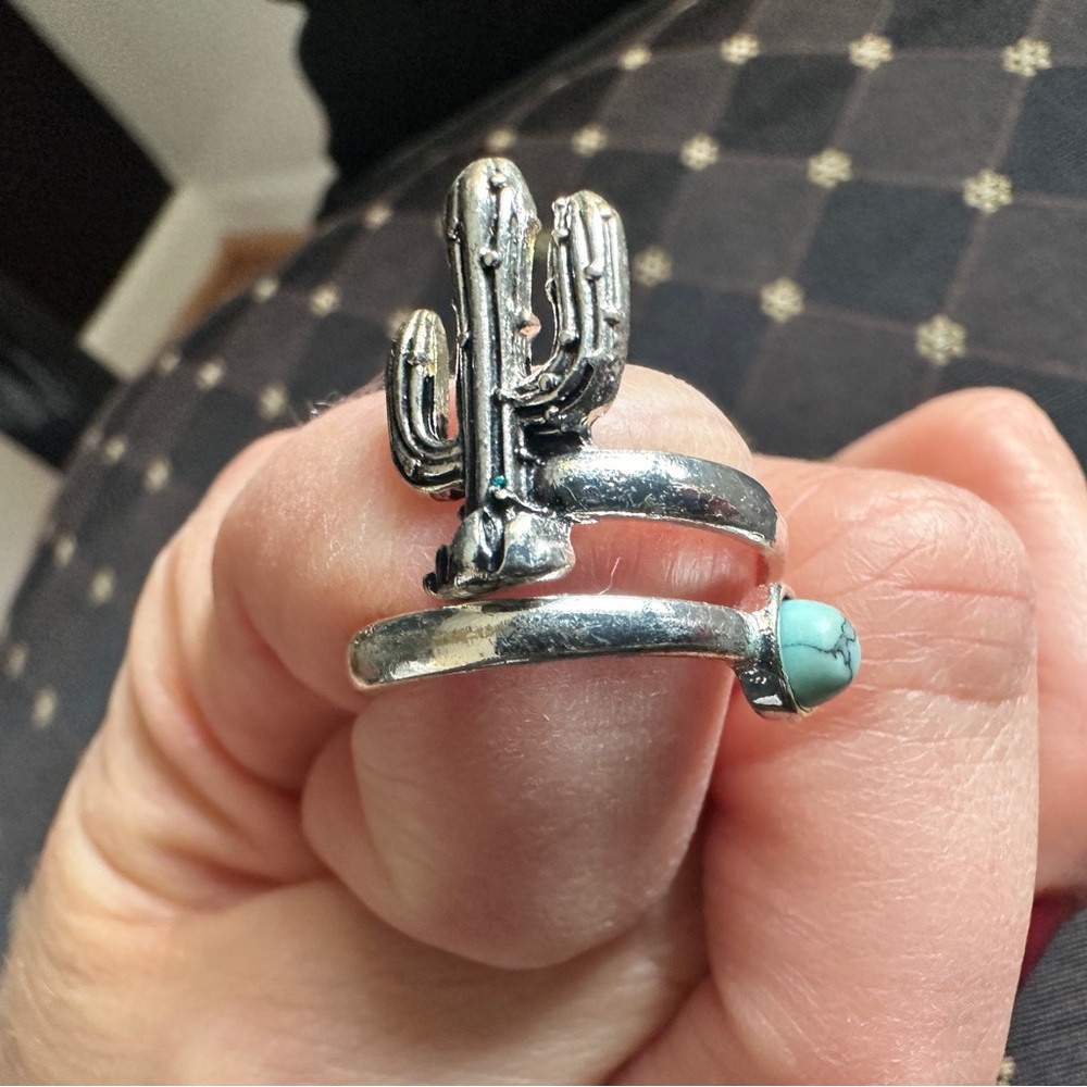 🌵Silver Turquoise cactus ring